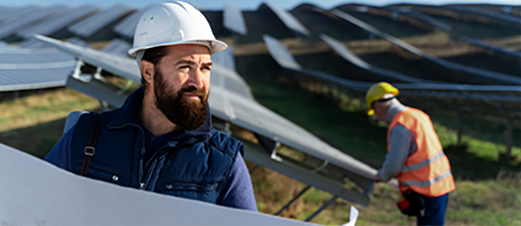 Professionals installing and servicing solar panels